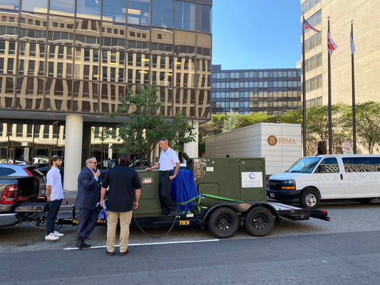 RussKap Water mobile AWG trailer on display in front of FEMA headquarters in Washington, D.C.