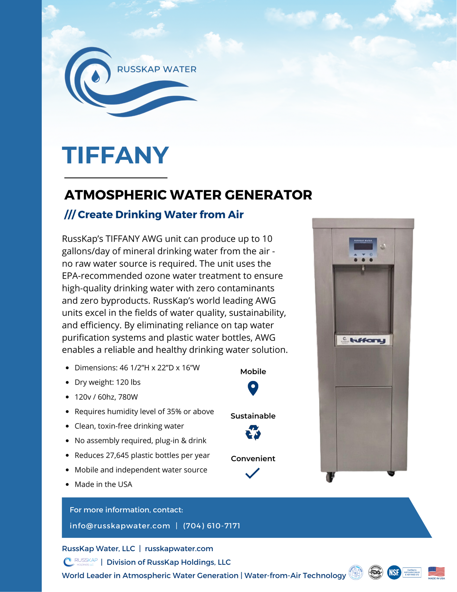 RussKap Water TIFFANY AWG brochure.