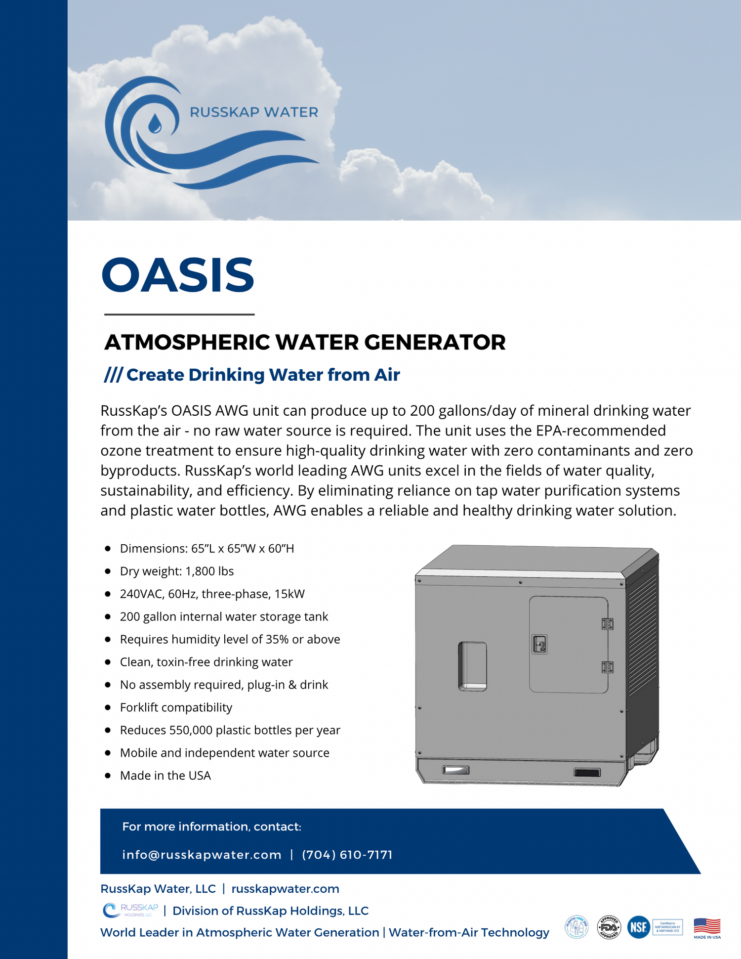 RussKap Water OASIS AWG brochure.