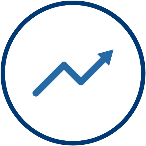 Efficient Water Solution icon: growth arrow